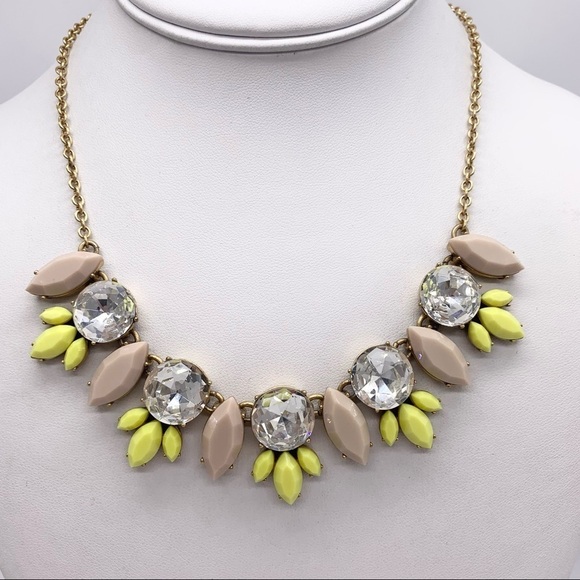 J. Crew Yellow and Beige Jeweled Necklace - Picture 1 of 3